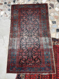 Worn Navy and French Blue Vintage Persian Rug / 3'7 x 6' Malayer Rug #4210