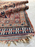 Worn Antique Persian Shabby Chic Shiraz Rug / 4'4 x 6'1 Persian Scatter Rug #4002