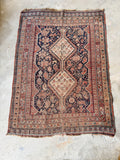 Worn Antique Persian Shabby Chic Shiraz Rug / 4'4 x 6'1 Persian Scatter Rug #4002