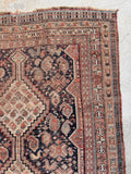 Worn Antique Persian Shabby Chic Shiraz Rug / 4'4 x 6'1 Persian Scatter Rug #4002