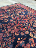 Small Antique Navy Sarouk Rug / 4'4 x 6'4 Sarouk Rug #4356