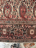 Finely woven Ferahan rug with saturated red and espresso brown dyes