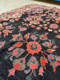 Small Midnight Blue Floral Persian Rug / 3'5 x 5' Antique Rug #4261ML