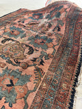 Small Worn Blush and Blue Persian Malayer Rug / 3’6 x 5'10 Rug #3920