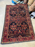 Small Antique Navy Sarouk Rug / 4'4 x 6'4 Sarouk Rug #4356