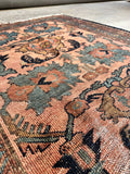 Small Worn Blush and Blue Persian Malayer Rug / 3’6 x 5'10 Rug #3920