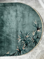 Antique Oval Chinese Rug  / 4x7 Tranquil Cool Jade Green #3602
