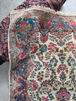 Small Vintage Floral and Plush Persian Rug / 4x7 Kerman Rug #3904