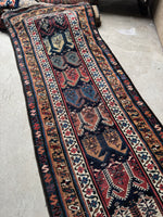 Long Vintage Tribal Rug Runner / 3'1 x 15'8 Antique Caucasian runner #1876