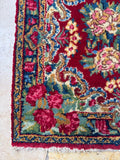 Tiny Square Vintage Persian Rug / 18” x 18” Floral Kerman #4369ML