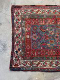 Worn Tribal Vintage French Blue Ground Rug / Shabby Chic 4’3 x 9’8 Rug #4386