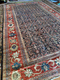 Oversize Antique Persian Navy Rust Mahal Rug / 10x16 Vintage Persian Rug / 10x17 Vintage Rug #4285
