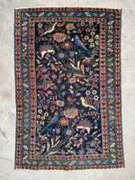Small Antique Persian Rug with Birds #3929