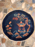Antique Chinese Art Deco Round Rug, c. 1920s / 2x2 Rug #4599