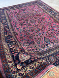 Mauve Pink Persian Mashaad Rug / 7’8 x 10’2 Antique Persian Rug #4003