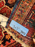 Square Small Navy Persian Tribal Heriz Rug / 3x3 Antique Heriz Rug #3451