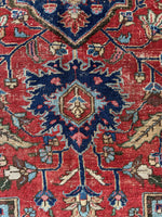 Antique Persian Heriz Rug with French Blue / 6’7 x 9’3 Heriz Rug #4117ML