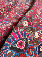 Antique Persian Botanical Fuchsia Rug / 10’5 x 13’11 Mashhad Rug #3846