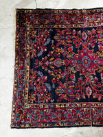 Small Navy Blue Floral Persian Rug #3709