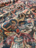 Large Worn Navy Blue Persian Rug / Distressed Antique 9’2 x 11’4 Mahal Rug #4208