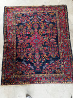 Small Navy Blue Floral Persian Rug #3709