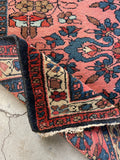 Small Persian Rug / Blush Rug / 3’9 x 6’9 Antique BIbikabad Rug #3232