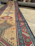 Skinny Vintage Persian Runner / 2'11 x 12'5 Antique Kurdish Runner# 1513