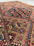 Small Worn Vintage Camel Hair Scatter Rug / 3’5 x 6’9 Persian Rug #4234ML