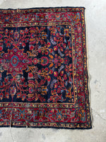 Small Navy Blue Floral Persian Rug #3709