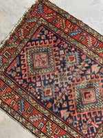 Small Vintage Persian Navy Gharajeh Heriz Rug / 3’2 x 4’’Rug #4280