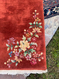 Amber Antique Chinese Art Deco Rug / 2x4 Vintage Floral Rug #4472