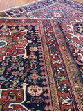 Square Small Navy Persian Tribal Heriz Rug / 3x3 Antique Heriz Rug #3451