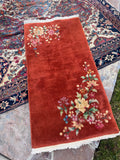 Amber Antique Chinese Art Deco Rug / 2x4 Vintage Floral Rug #4472