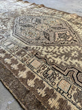 Glowing Neutral Persian Tribal Runner Rug / 3’4 x 11’5 Vintage Geometric Wool Hallway Runner #4502