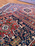 Square Small Navy Persian Tribal Heriz Rug / 3x3 Antique Heriz Rug #3451