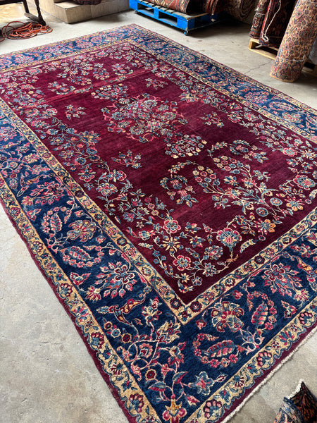 9x13 Antique Persian Kerman Rug #4075