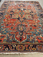 7x10 Antique Persian Heriz Rug #3085