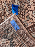 7x10 Vintage Persian Heriz Rug with ice blue and peached ivory