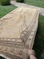 Muted Vintage Rug / Subdued Vintage Rug / 7’3 x 14’9 Antique Khotan #3613