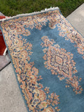 Vintage French Blue Persian Kerman Rug / 3x5 Vintage Persian Rug #3446