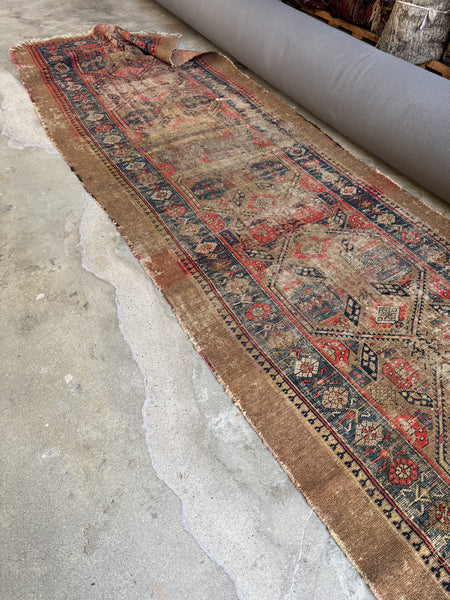 Worn Antique Persian Camel Hair Runner #4252ML