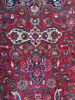 Antique Persian Botanical Fuchsia Rug / 10’5 x 13’11 Mashhad Rug #3846