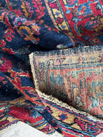 Small Navy Blue Floral Persian Rug #3709