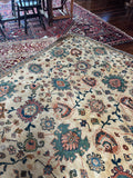 Large Antique Persian Ivory Rug / 7'9 x 10'1 Persian Mahal Rug #4023