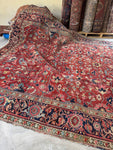 9x11 Floral Persian Heriz Rug / Antique Rug #4129