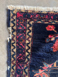 Small Antique Persian Navy Floral Lilihan Rug #4437