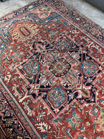 Large Antique Persian Heriz Rug / 8’5 x 12 Rug #2768ML