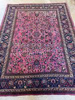 Mauve Pink Persian Mashaad Rug / 7’8 x 10’2 Antique Persian Rug #4003