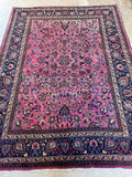 Mauve Pink Persian Mashaad Rug / 7’8 x 10’2 Antique Persian Rug #4003