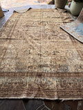Large Vintage Worn Neutral Persian Rug / 6'7 x 9'7 Antique Persian Lavar Rug #4192